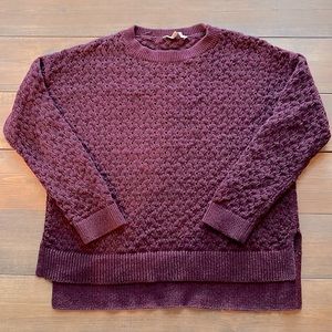 High Low Burgundy Textured LOFT Sweater